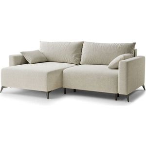 Krémová žinylková rozkládací/s úložným prostorem rohová pohovka (levý roh/s lenoškou) Leon – Maison de Rêve obraz