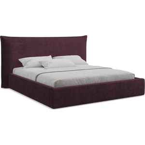 Tmavě fialová čalouněná dvoulůžková postel s úložným prostorem s roštem 180x200 cm Esala – Makamii obraz