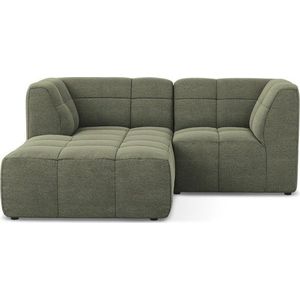 Zelená rohová pohovka z textilie bouclé (levý roh/s lenoškou) Aloha – Makamii obraz