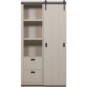 Šedobéžová skříňka z borovicového dřeva s posuvnými dveřmi 122x230x37 cm Slide – vtwonen obraz