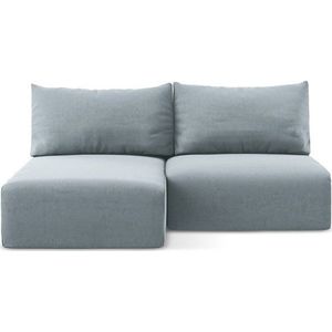 Modrá sametová rozkládací/s úložným prostorem rohová pohovka (levý roh/s lenoškou) Kalena – Makamii obraz