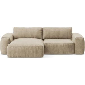 Světle hnědá žinylková rozkládací rohová pohovka (levý roh/s lenoškou) Kuki – Makamii obraz