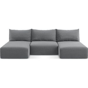 Šedá sametová rozkládací/s úložným prostorem rohová pohovka (do "U") Kalena – Makamii obraz