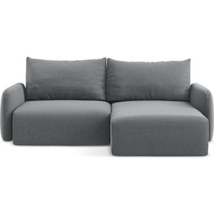 Šedá sametová rozkládací/s úložným prostorem rohová pohovka (pravý roh/s lenoškou) Kalena – Makamii obraz