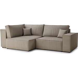 Béžová manšestrová rozkládací/s úložným prostorem rohová pohovka (levý roh/do L) Tonga – Maison de Rêve obraz