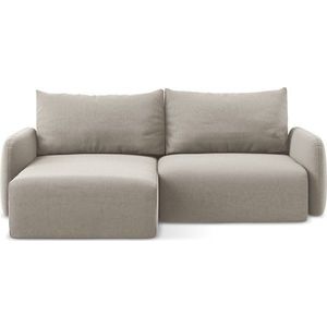 Taupe sametová rozkládací/s úložným prostorem rohová pohovka (levý roh/s lenoškou) Kalena – Makamii obraz