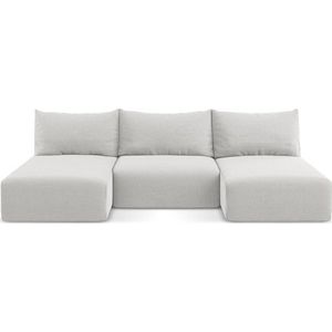 Světle šedá sametová rozkládací/s úložným prostorem rohová pohovka (do "U") Kalena – Makamii obraz