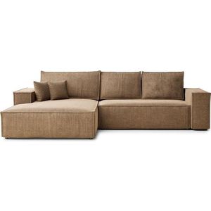 Světle hnědá žinylková rozkládací/s úložným prostorem rohová pohovka (levý roh/s lenoškou) Maze – Maison de Rêve obraz