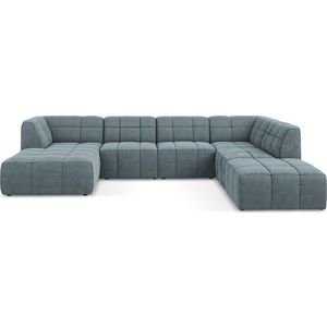 Modrá rohová pohovka z textilie bouclé (do "U") Aloha – Makamii obraz