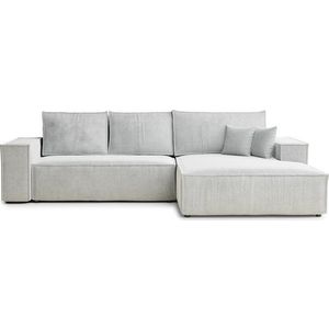 Světle šedá žinylková rozkládací/s úložným prostorem rohová pohovka (pravý roh/s lenoškou) Maze – Maison de Rêve obraz