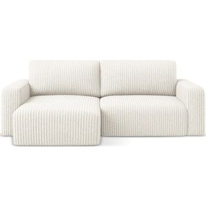 Krémová manšestrová rozkládací/s úložným prostorem rohová pohovka (levý roh/s lenoškou) Kona – Makamii obraz