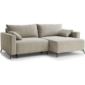 Béžová žinylková rozkládací/s úložným prostorem rohová pohovka (pravý roh/s lenoškou) Leon – Maison de Rêve obraz