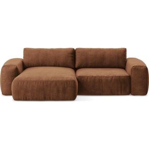 Žinylková rozkládací rohová pohovka v terakotové barvě (levý roh/s lenoškou) Kuki – Makamii obraz