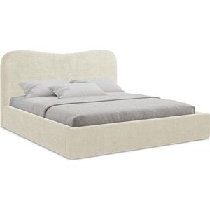 Béžová čalouněná dvoulůžková postel s úložným prostorem s roštem 160x200 cm Kahai – Makamii obraz