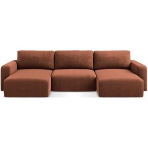 Žinylková rozkládací/s úložným prostorem rohová pohovka v terakotové barvě (do "U") Kona – Makamii obraz