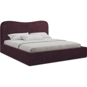 Tmavě fialová čalouněná dvoulůžková postel s úložným prostorem s roštem 160x200 cm Kahai – Makamii obraz