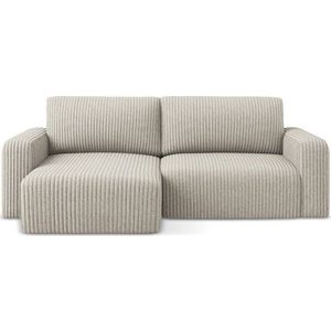 Béžová manšestrová rozkládací/s úložným prostorem rohová pohovka (levý roh/s lenoškou) Kona – Makamii obraz