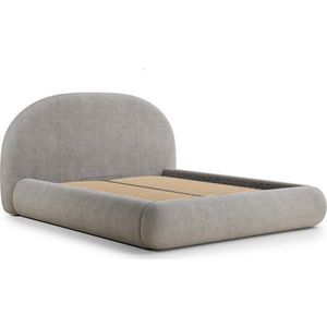 Šedobéžová čalouněná dvoulůžková postel s úložným prostorem s roštem 140x200 cm Maumere – Maison de Rêve obraz