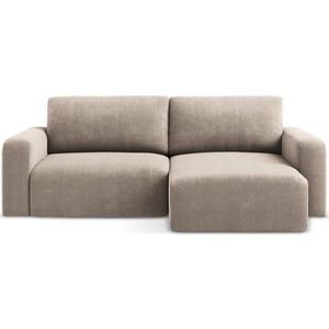 Béžová žinylková rozkládací/s úložným prostorem rohová pohovka (pravý roh/s lenoškou) Kona – Makamii obraz