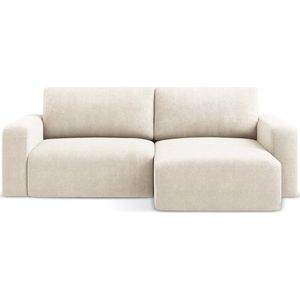 Krémová žinylková rozkládací/s úložným prostorem rohová pohovka (pravý roh/s lenoškou) Kona – Makamii obraz