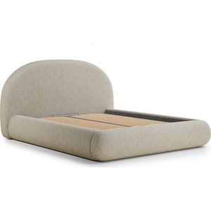 Béžová čalouněná dvoulůžková postel s úložným prostorem s roštem 140x200 cm Maumere – Maison de Rêve obraz