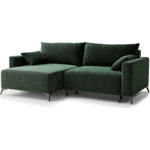 Tmavě zelená žinylková rozkládací/s úložným prostorem rohová pohovka (levý roh/s lenoškou) Leon – Maison de Rêve obraz