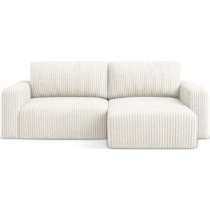 Krémová manšestrová rozkládací/s úložným prostorem rohová pohovka (pravý roh/s lenoškou) Kona – Makamii obraz