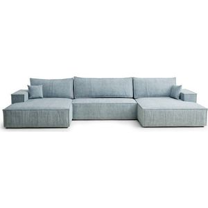 Světle modrá žinylková rozkládací/s úložným prostorem rohová pohovka (do "U") Kyoto – Maison de Rêve obraz