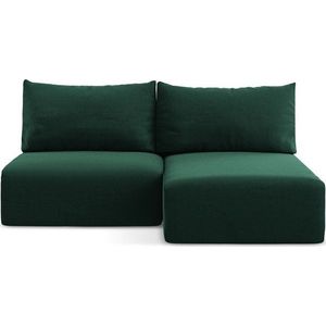 Tmavě zelená sametová rozkládací/s úložným prostorem rohová pohovka (pravý roh/s lenoškou) Kalena – Makamii obraz