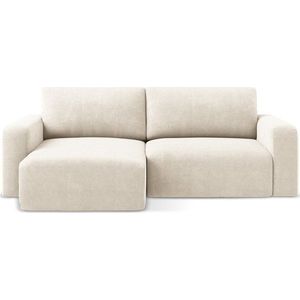 Krémová žinylková rozkládací/s úložným prostorem rohová pohovka (levý roh/s lenoškou) Kona – Makamii obraz