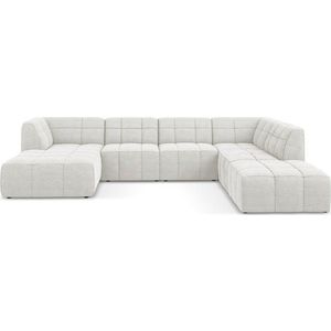 Bílá rohová pohovka z textilie bouclé (do "U") Aloha – Makamii obraz