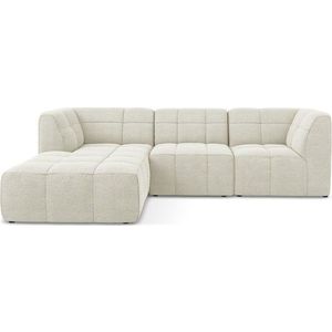 Béžová rohová pohovka z textilie bouclé (levý roh/s lenoškou) Aloha – Makamii obraz