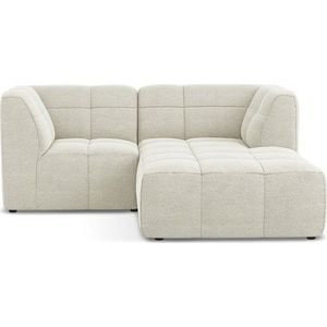 Béžová rohová pohovka z textilie bouclé (pravý roh/s lenoškou) Aloha – Makamii obraz