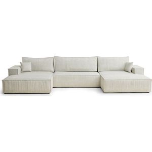 Krémová žinylková rozkládací/s úložným prostorem rohová pohovka (do "U") Kyoto – Maison de Rêve obraz