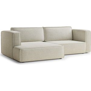 Krémová žinylková rozkládací/s úložným prostorem rohová pohovka (levý roh/s lenoškou) Velto – Maison de Rêve obraz