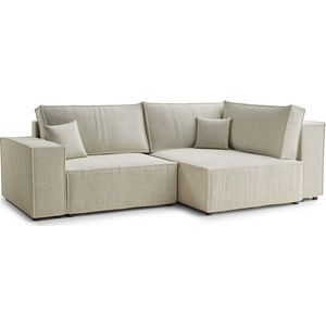 Krémová žinylková rozkládací/s úložným prostorem rohová pohovka (pravý roh/do L) Tonga – Maison de Rêve obraz