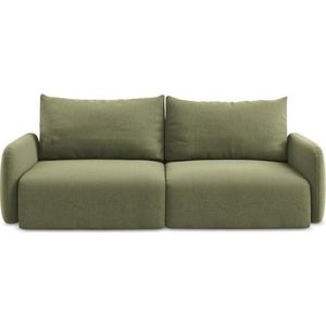 Zelená sametová rozkládací/s úložným prostorem pohovka 238 cm Kalena – Makamii obraz