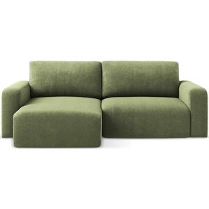 Zelená žinylková rozkládací/s úložným prostorem rohová pohovka (levý roh/s lenoškou) Kona – Makamii obraz