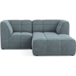 Modrá rohová pohovka z textilie bouclé (pravý roh/s lenoškou) Aloha – Makamii obraz