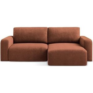 Žinylková rozkládací/s úložným prostorem rohová pohovka v terakotové barvě (pravý roh/s lenoškou) Kona – Makamii obraz