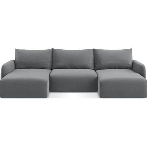 Šedá sametová rozkládací/s úložným prostorem rohová pohovka (do "U") Kalena – Makamii obraz