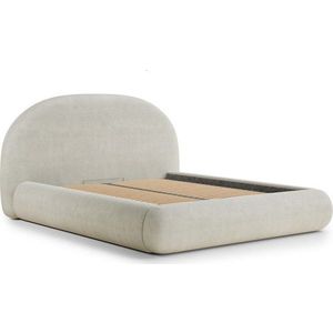 Krémová čalouněná dvoulůžková postel s úložným prostorem s roštem 140x200 cm Maumere – Maison de Rêve obraz