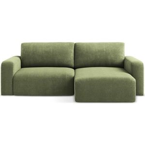 Zelená žinylková rozkládací/s úložným prostorem rohová pohovka (pravý roh/s lenoškou) Kona – Makamii obraz