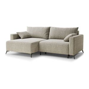 Béžová žinylková rozkládací/s úložným prostorem rohová pohovka (levý roh/s lenoškou) Leon – Maison de Rêve obraz