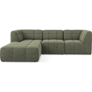 Zelená rohová pohovka z textilie bouclé (levý roh/s lenoškou) Aloha – Makamii obraz