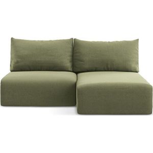 Zelená sametová rozkládací/s úložným prostorem rohová pohovka (pravý roh/s lenoškou) Kalena – Makamii obraz