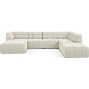 Béžová rohová pohovka z textilie bouclé (do "U") Aloha – Makamii obraz