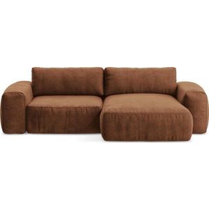 Žinylková rozkládací rohová pohovka v terakotové barvě (pravý roh/s lenoškou) Kuki – Makamii obraz