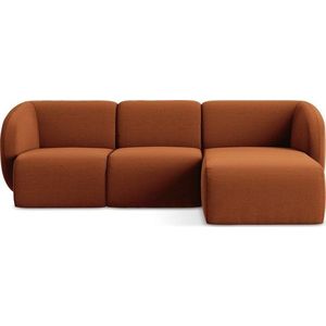 Sametová rohová pohovka v terakotové barvě (pravý roh/s lenoškou) Lani – Makamii obraz