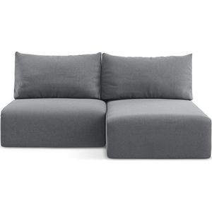 Šedá sametová rozkládací/s úložným prostorem rohová pohovka (pravý roh/s lenoškou) Kalena – Makamii obraz